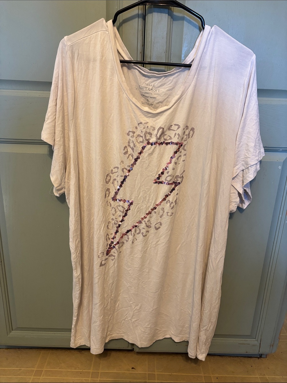 torrid Light Pink Sequin Lightning Tee